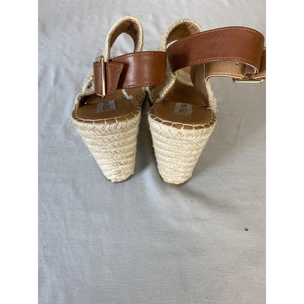 Steve Madden Tan Brown Wedge Ankle Strap Sandals Size 9 - Picture 5 of 9